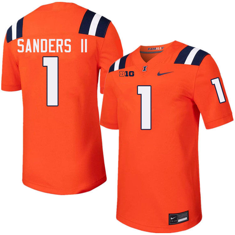 #1 Mario Sanders II Illinois Fighting Illini Football Jersey,Uniforms-Orange #1 Mario Sanders II Illinois Fighting Illini Football Jersey,Uniforms-Orange